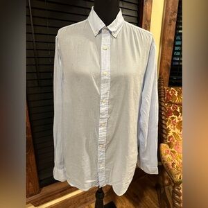 EUC Zara button down light weight baby blue long sleeve shirt women’s Sz M
